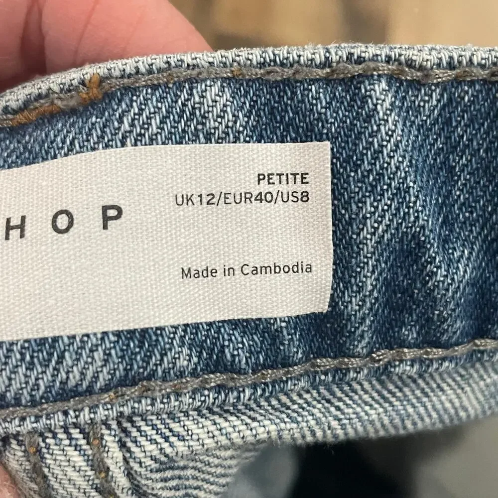 Top Shop Size 8 Petite Mom Shorts Denim Cut Offs Topshop - Picture 3 of 4